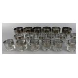 Set of Glass Tumblers with Metallic Rims