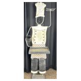 Metal Chef Figure with Tray and Cup