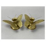 Metal Butterfly Candle Holders, Pair