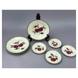Set of Blue Ridge Ceramic Plates with Cherry Motif