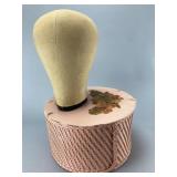 Fabric-Covered Hat Form with Woven Floral Base