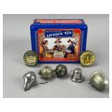 Vintage Tins and Tea Strainers Grouping