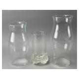 Set of Three Clear Glass Vases