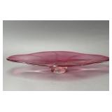 Pink Hand-blown Glass Oval Dish