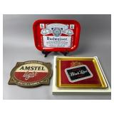 Lot of 3 Vintage Metal Beer Trays