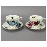 Royal Vale Porcelain Teacups & Saucers Pair