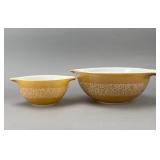 Pyrex Woodland Pattern Mixing Bowls, 1970s