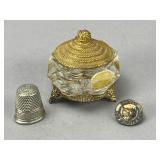Decorative Glass Container with Gold Lid