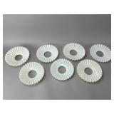 White Glass Fluted Shade Set of Seven