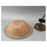 Pink Glass Dome Lamp with Clear Base