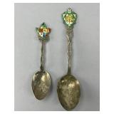 Sterling Silver Decorative Spoons, Pair