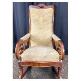 Wood and Upholstered Fabric Rocking Chair