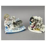 Porcelain Figurines: Girl & Child with Animals