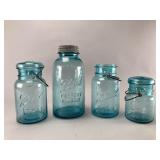Set of Four Ball Glass Jars with Bail Closures