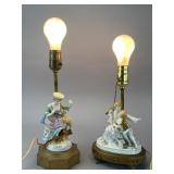 Porcelain Figurine Table Lamps, Pair
