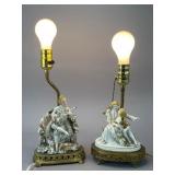 Porcelain Figural Lamps, Pair