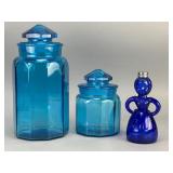 Blue Glass Jars and Lady-shaped Sugar Shaker