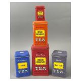 Set of Five Wagner Vintage Tea Tins