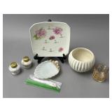 E. H. S. R. Ceramic Plate with Floral Design