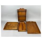 Wooden Tray Set with Rack