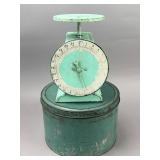 Mint Green Metal Scale with Container