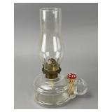 Pyrex Clear Glass Oil Lamp with Brass Burner