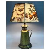 Brass Table Lamp with Botanical Lampshade