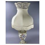 Porcelain Floral Table Lamp with Fabric Shade