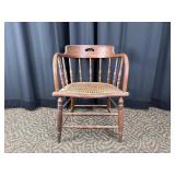 Wooden Chair With Cane Seat, Turned Spindles