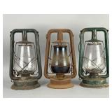 Wheeling Stamping Metal Lanterns, Group of 3