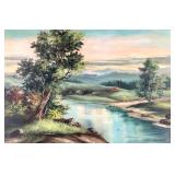 Elizabeth Hubbell Riparian Landscape Oil Painting