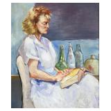 Welty Signed Oil Painting Woman with a Book
