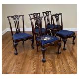 Set of 5 Chippendale Mahogany Dining Chairs