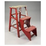 Antique Painted Wood Folding Step Stool