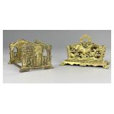 Cast Brass Book Rack and Letter Holder