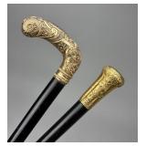 2 19th C. Antique Gold Filled Presentation Canes