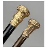 2 Antique Gold Filled Canes Christmas 1895