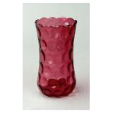 Antique Cranberry Thumbprint Glass Vase