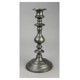 Antique Bulbous Form Pewter Candlestick