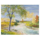 Large Framed Artist Signed Landscape Oil Painting