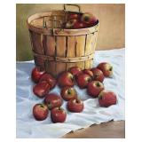 Artist Signed Still Life Oil Painting of Apples