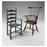 2 Miniature Chairs Ladder Back & Windsor