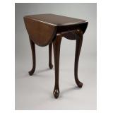 Queen Anne Style Cherry Drop-Leaf End Table
