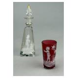 Mary Gregory Perfume Bottle & Glass