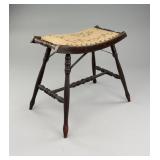 Late 19th C. Victorian Needlepoint Saddle Stool