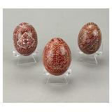 3 Hand Painted Pysanky Ukrainian Easter Eggs