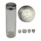 1879 Sterling & Cut Glass Vanity Dresser Jar