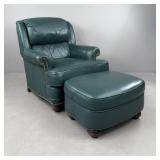 Traditional Leather Club Chair & Ottoman