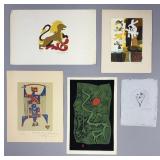 5 Mid Century Modern Artist Signed Prints