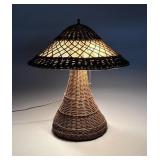 Antique Wicker Table Lamp Early 20th Century